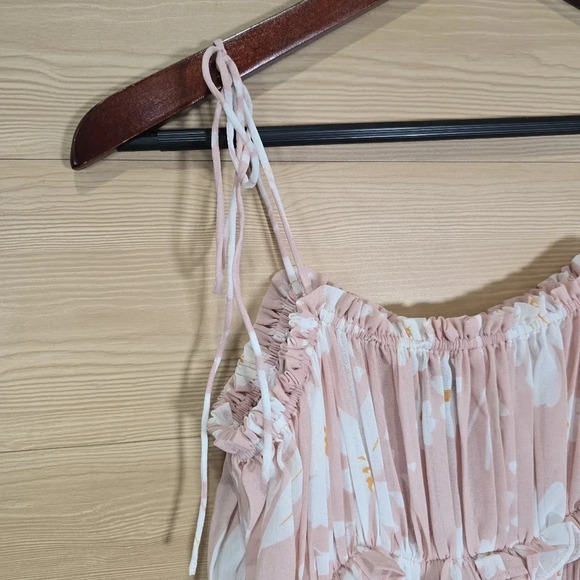 NWT En Saison Women's Gabby Square‎ Tie Sleeve Midi Dress Pink Floral Size Small - Picture 8 of 14